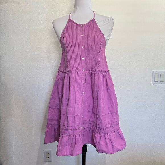 Free People Dresses & Skirts - NEW Free People Dress Halter Open Back 100% Cotton Purple Lavender Sz S